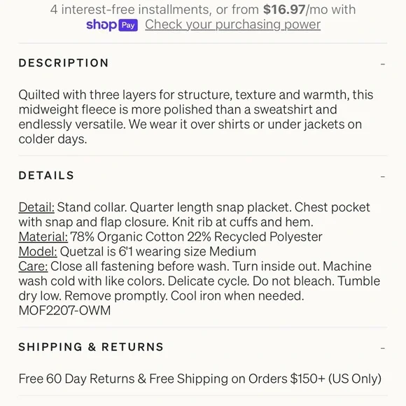 $188 Flaherty Men's Epic Quilted Fleece Pullover - Ocean Light blue Heather L V-Neck